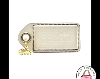 COACH Metal Silver Tone Horse Carriage Hang Tag Bag Charm Leather