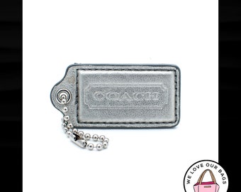 COACH Metal Silver Tone Horse Carriage Hang Tag Bag Charm Leather