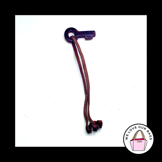 FOSSIL Brown LEATHER STRAP Loop Lucite Key Fob Ba… - image 1