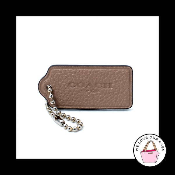 2.25" COACH NEW YORK Taupe Light Brown Leather Fob Bag Charm Keychain Hang Tag