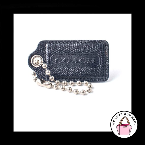 3 COACH Black Exotic Python Snakeskin LEATHER Fob Bag Charm 