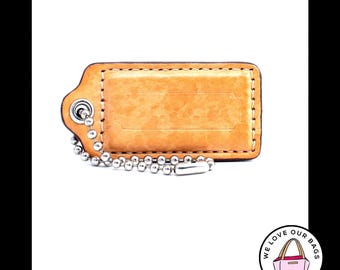 COACH Metal Silver Tone Horse Carriage Hang Tag Bag Charm Leather