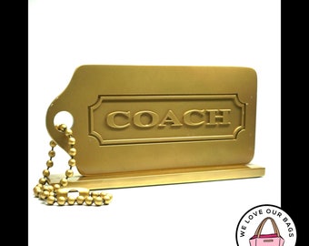 Rare grand présentoir de magasin COACH VINTAGE support pour fenêtre de comptoir pour étiquette volante en or lourd