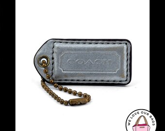 COACH Metal Silver Tone Horse Carriage Hang Tag Bag Charm Leather