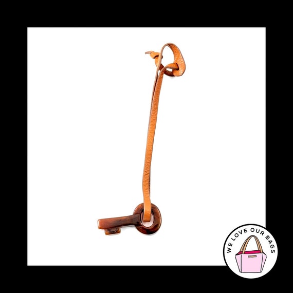 FOSSIL Brown LEATHER STRAP Loop Lucite Key Fob Ba… - image 1