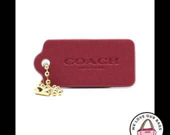1.75&quot; Medium COACH NEW YORK Pink Leather Brass Fob Bag Charm Keychain Hang Tag