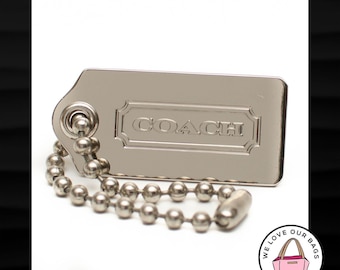 NEW 1.75&quot; Medium COACH Silver Nickel Metal Key Fob Bag Charm Keychain Hang Tag