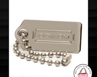 NEW 1.75" Medium COACH Silver Nickel Metal Key Fob Bag Charm Keychain Hang Tag