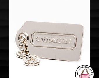 NEW 2.25" Large COACH Silver Nickel Metal Key Fob Bag Charm Keychain Hang Tag