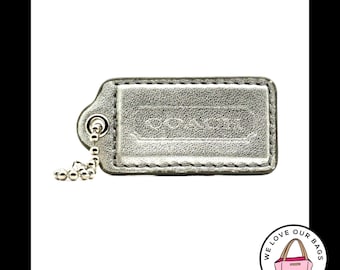 COACH Metal Silver Tone Horse Carriage Hang Tag Bag Charm Leather