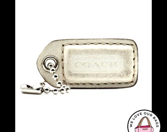COACH Metal Silver Tone Horse Carriage Hang Tag Bag Charm Leather