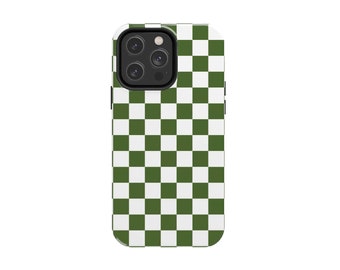 Checkered Dark Green, Tough Phone Case