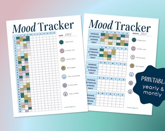 Mood Tracker  |  Yearly & Monthly Mood Planner  |  Anxiety Tracker