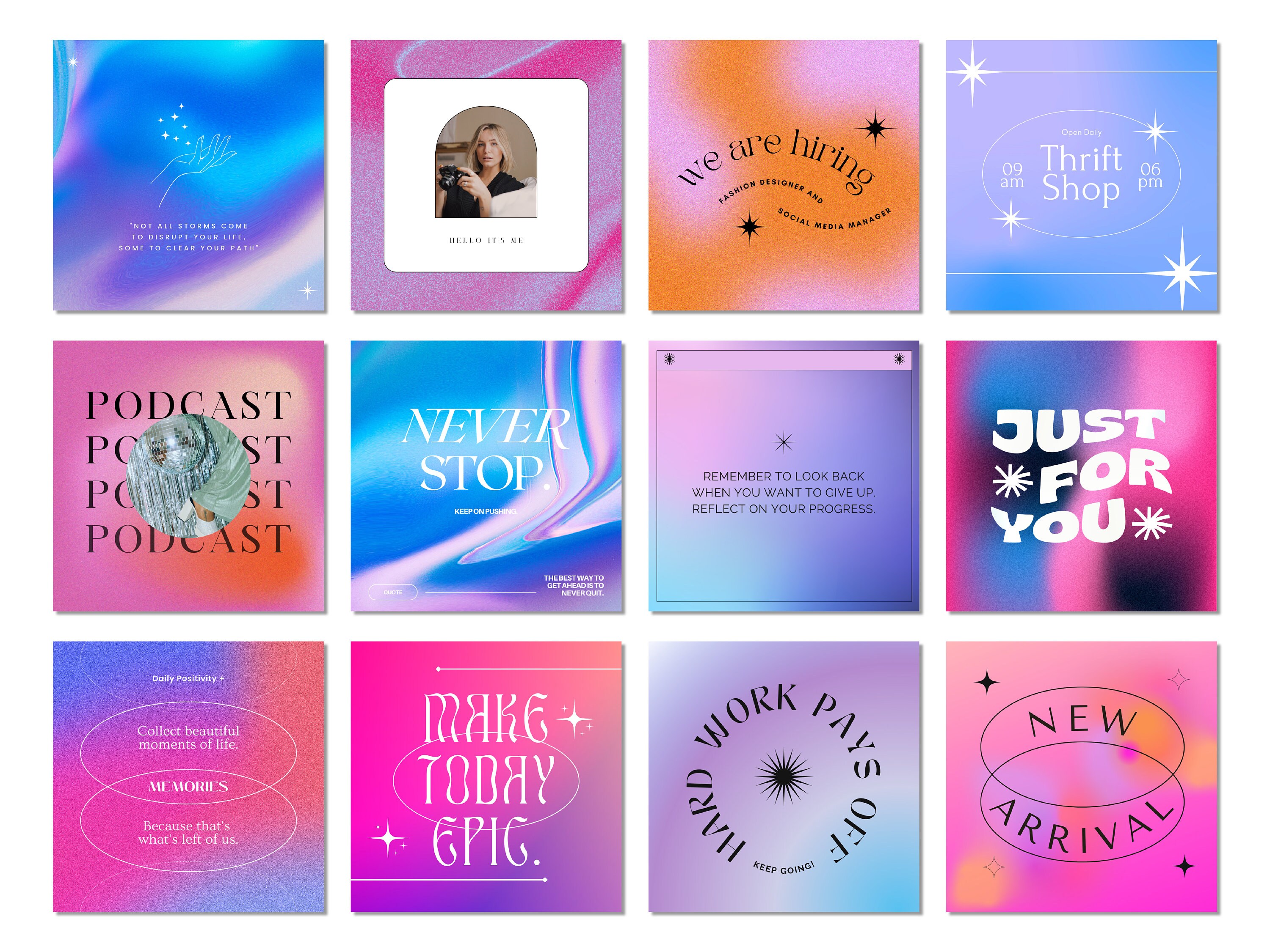50 Canva Instagram Post Template Grainy Gradient Design, Canva Bundle ...