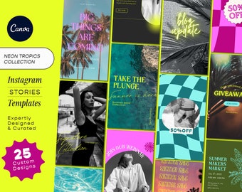 Canva Instagram Template  |  Neon Tropics Story Collection