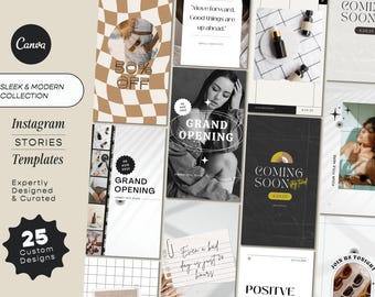 Canva Instagram Story-Vorlagen |  Minimalistisches Design modernes Branding |  25 Beiträge