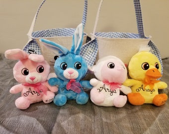 Personalized Stuffed Animals for Easter - Blue Bunny, Pink Bunny, Lamb, or a Chick!!!