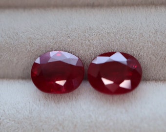 Certified Oval 1.43tcw Ruby Pair Loose Genuine Earth Mined Faceted- 2 Natural Vivid Red-Pink Ruby 6mm x 5mm Unmounted Corundum