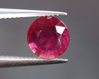 1.18ct Certified Round Red Ruby Loose Earth Mined- Genuine Natural Circle Ruby 6.8 x 6.78mm Unmounted-Corundum Jewelry Making