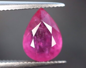 Certified 1.19ct Teardrop Pear Ruby Loose Earth Mined- Genuine Natural Red pink Ruby 7.95x 5.77 x 3.09mm Unmounted- Corundum Jewelry Making