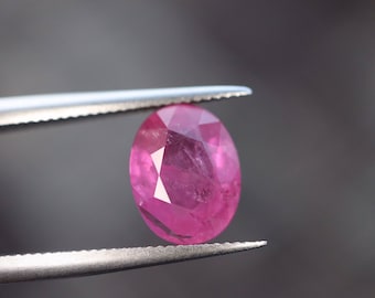 Certified Ruby 1.59cts Loose Genuine Earth Mined Faceted- Natural Reddish Pink 8.11mm x 6.30mm x 3.51mm Unmounted Corundum