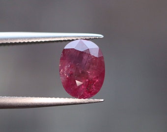 Certified Ruby 1.83cts Loose Genuine Earth Mined Faceted- Natural Pinkish-Red 7.98mm x 6.04mm x 4.15mm Unmounted Corundum
