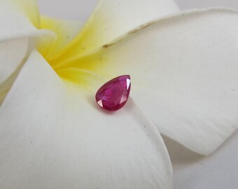 UNHEATED Certified 1.04ct Teardrop Pear Ruby Loose Earth Mined- Natural Red Ruby 8.03mm x 5.00mm x 2.49mm Unmounted- Corundum Jewelry Making