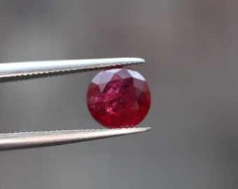 Certified Round 5mm Ruby 0.43cts Loose Genuine Earth Mined Facet Natural Red Pink Ruby 5.35mm x 5.33mm x 1.82mm Unmounted Corundum
