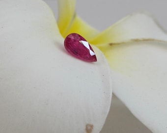 UNHEATED Certified 0.86ct Teardrop Pear Ruby Loose Earth Mined-Genuine Red Ruby 7.88mm x 4.07mm x 3.22mm Unmounted- Corundum Jewelry Making