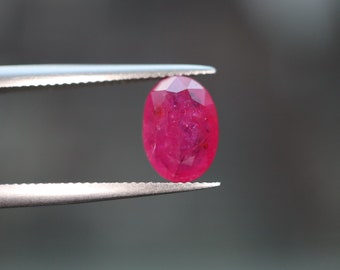 Certified Ruby 1.10cts Loose Genuine Earth Mined Faceted- Natural Reddish-Pink 7.47mm x 5.31mm x 2.66mm Unmounted Corundum