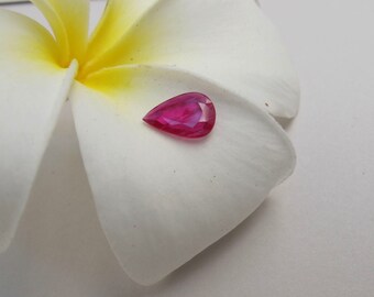 Certified 1.40ct Teardrop Pear Ruby Loose Earth Mined-Genuine Natural Pink Red Ruby 10.73mm x 7.54 x 1.85 Unmounted- Corundum Jewelry Making