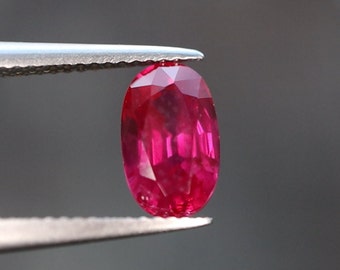 Certified Ruby 0.81cts Loose Genuine Earth Mined Faceted- Natural Pinkish-Red 6.58mm x 4.06mm x 3.27mm Unmounted Corundum