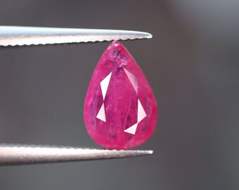 Certified 0.80ct Teardrop Pear Ruby Loose Earth Mined- Genuine Natural Red Ruby 8.08mm x 5.52mm x 1.89mm Unmounted- Corundum Jewelry Making