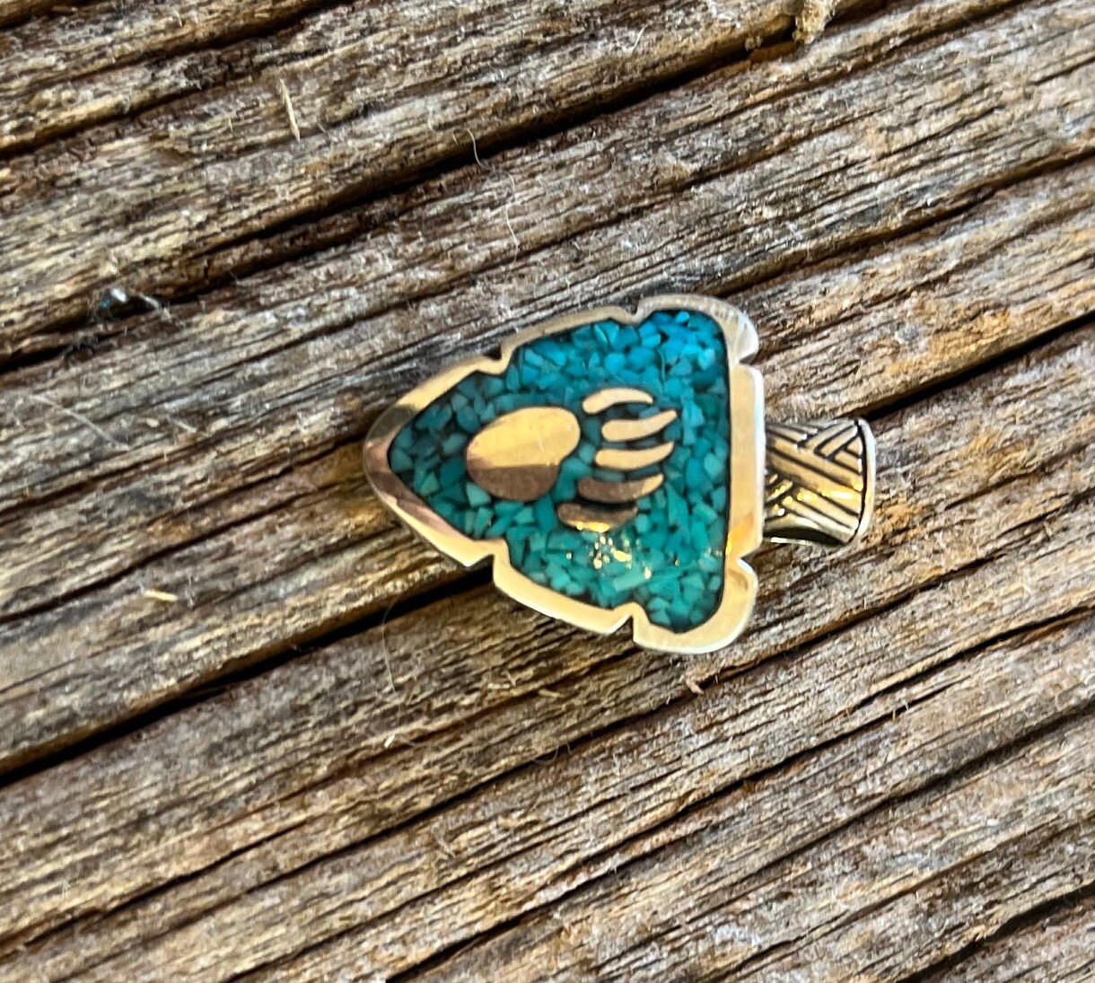 Sterling Silver Navajo Bear Paw Pendant Turquoise 1'' Long Free 18 ...