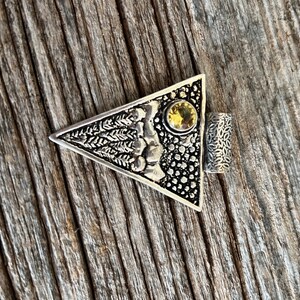 Sterling silver pendant citrine gemstone mountians @ trees free 18&quot; chain