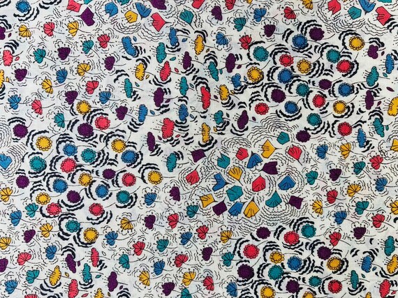 Mia Island, Liberty Tana Lawn Orange and purple fabric 13” x 10”. Great for Patchwork Crafting