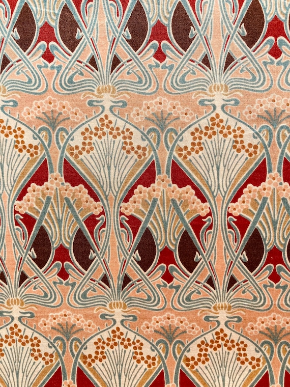 A gorgeous Liberty Tana Lawn Peach and Red, Vintage ‘Ianthe’ 17 x 9” fabric.