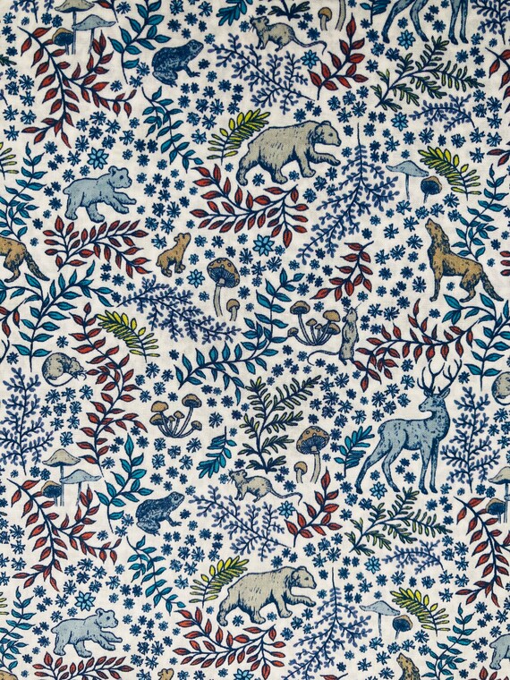 A Beautiful Blue And Brown ‘Feldberg Forest’ Liberty Tana Lawn 13”x 9” Crafting Patchwork