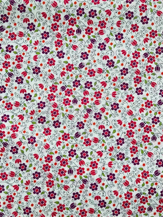 A Beautiful Pink and Purple ‘Clemmie’ Liberty Tana Lawn 13”x 9” Crafting Patchwork