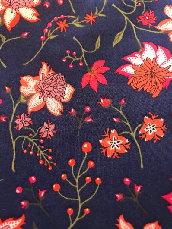 Dark Blue and Orange Nikita Liberty Tana Lawn 13”x 9” Free International Shipping