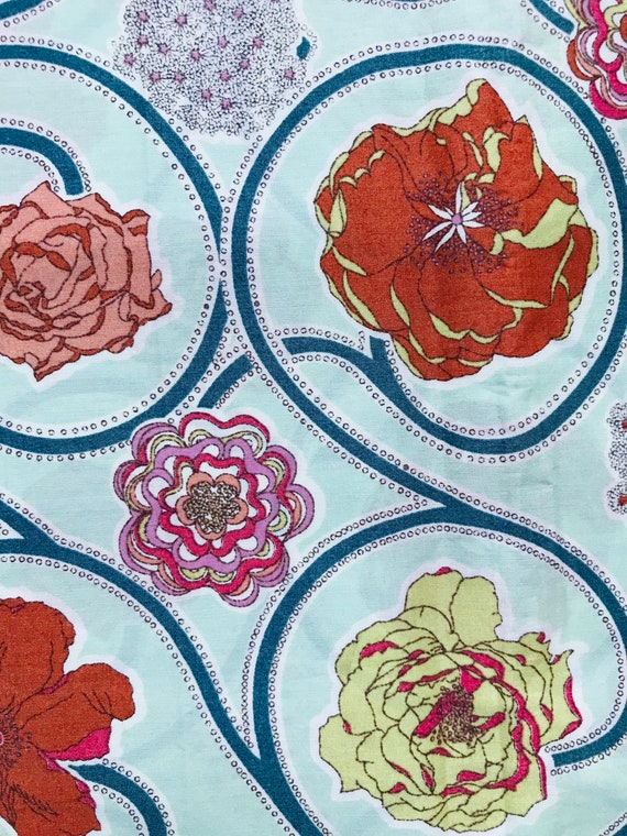 Liberty Tana Lawn 13”x 9” Blue and Peach, ‘Cambridge’