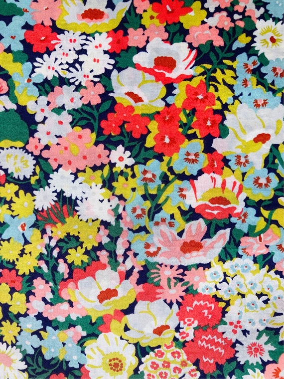Collector’s Corner Discontinued ‘Thorpe’ Liberty Tana Lawn. This is an Orange and Green colourway and is cut to a generous 11 x 10”