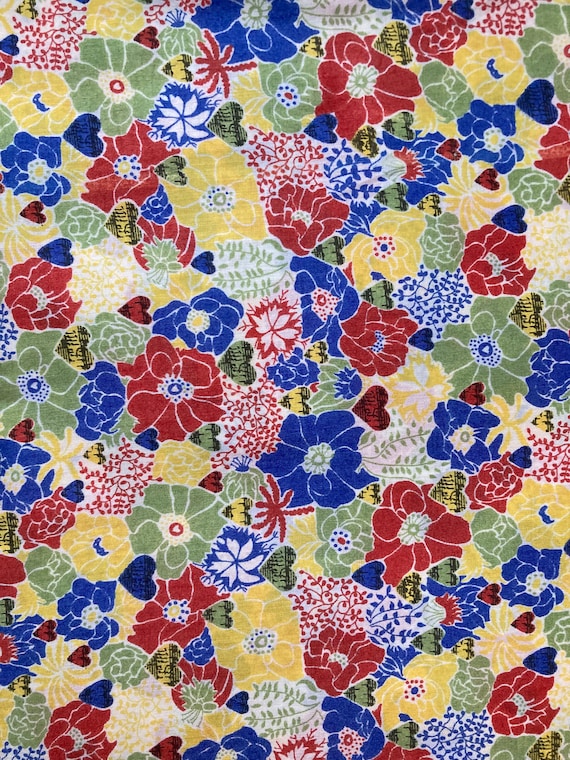 Collectors Corner Liberty Tana Lawn Yellow, Orange and Blue, fabric named ‘Kitty Hart’ 13 x 12” Patchwork Crafting