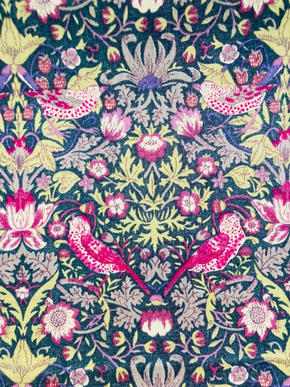Liberty Tana Lawn Purple and Green Vintage ‘Strawberry Thief’ 13 x 9” Patchwork Crafting