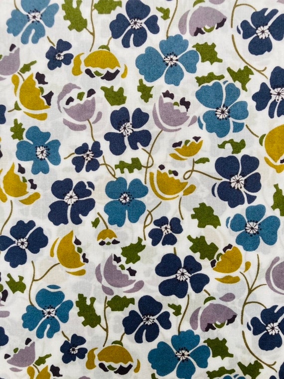 Liberty Tana Lawn Blue and Purple ‘Edie’ 13”x 9”. I offer international postage on all of my fabrics.