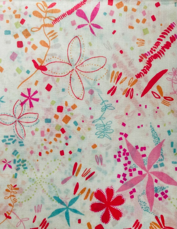 A Beautiful Pink And Orange ‘Tara’ Liberty Tana Lawn 13”x 9” Crafting Patchwork