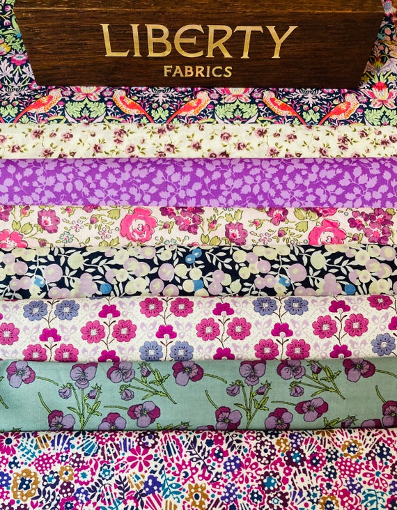 Liberty Tana Lawn ‘Devon Violets’ fabric pack. This lovely purple collection contains 8 different pieces, cut to a generous 6”x 9”.