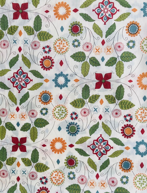 Liberty Tana Lawn Discontinued 40 x 50cm fabric Green and Red ‘Minty’