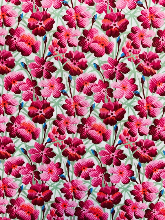 A Discontinued Pink and Green Liberty Tana Lawn 13” x 9”  fabric called ‘Bryony Rae’. International Shipping