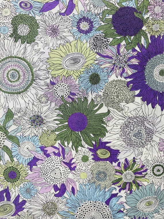 A Beautiful Colourway of ‘Susannah’ This Blue, Green and Turquoise Liberty Tana Lawn Is cut to a generous 40 x 50cm